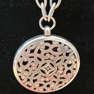 Brighton Serendipity Collection Scroll Filigree Silver Medallion Necklace